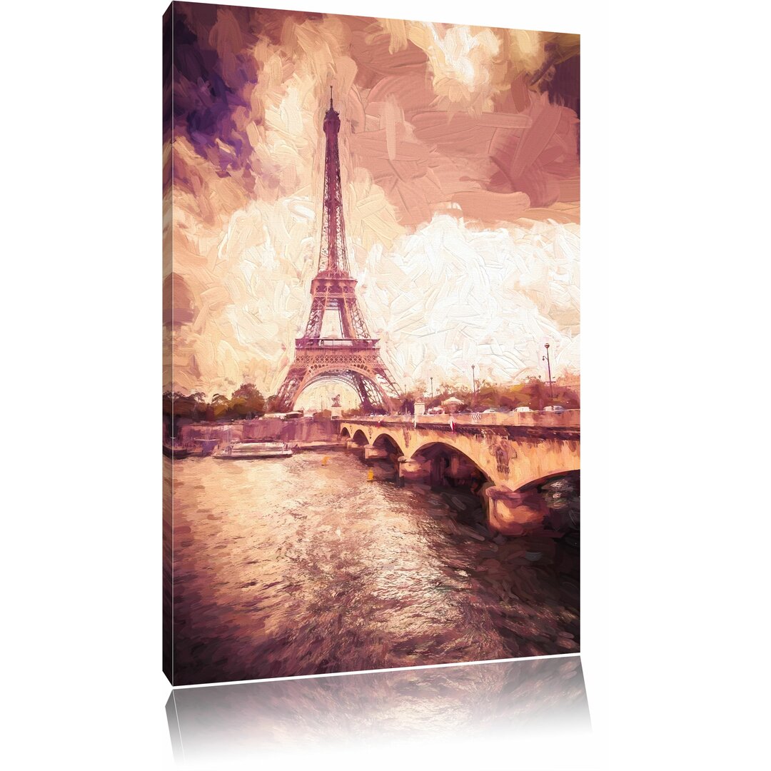 Leinwandbild "Eiffelturm in Paris", Grafikdruck