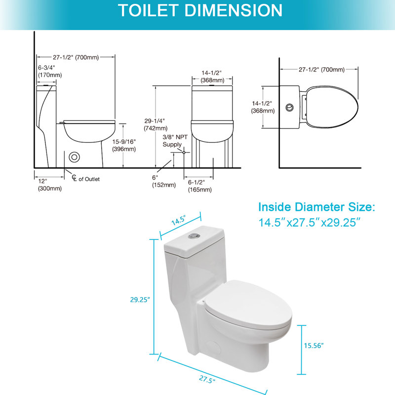 One Piece Ceramic Toilet With Dual Flush And Ergonomic Design - User- Bathroom Water Function