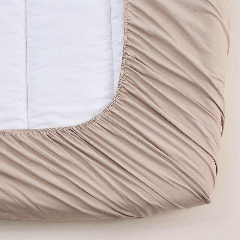Ensemble de literie en lin belge, Kaki, California King Sheet Set with 2 Pillowcases