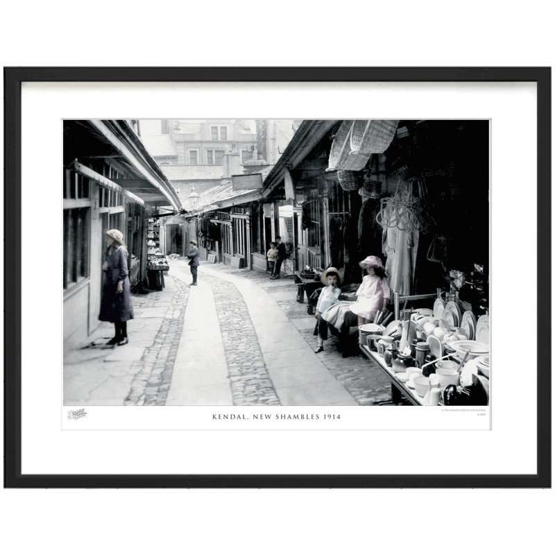 Kendal, New Shambles 1914 by Francis Frith - Single Picture Frame Print, 28cm H x 36cm W x 2.3cm D, Dark Grey/Ivory