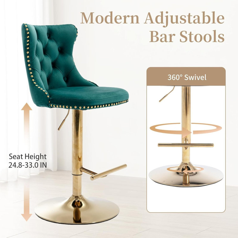 Tabourets de bar Kalinka, Or, Vert, 4
