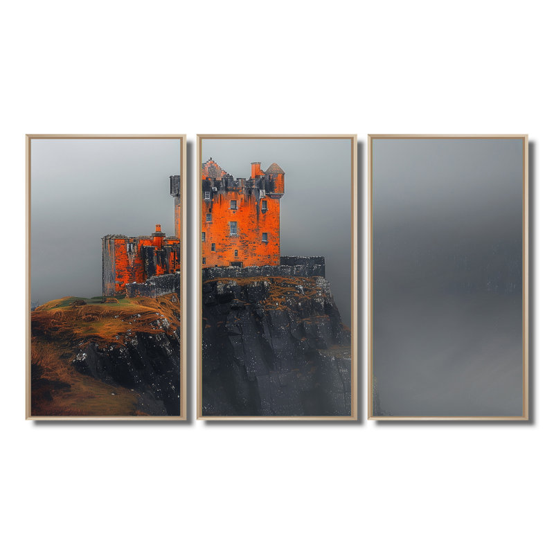Clearwater - ensemble d'impressions murales châteaux, Cadre naturel flottant, H 32 po x l 48 po