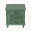 Table de chevet en bois sculpté avec 3 tiroirs, commode décorative en relief à volutes rétro, table de bout d'armoire de rangement pour le salon de la chambre à coucher, vert