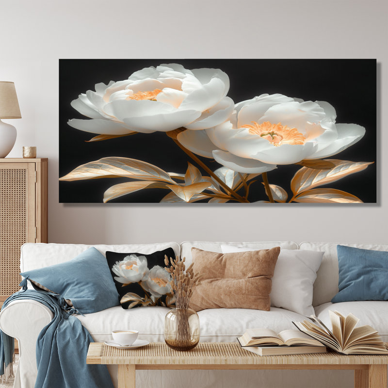 Gilyard - pivoines, impression d'art mural, Toile tendue, H 12 po x l 20 po