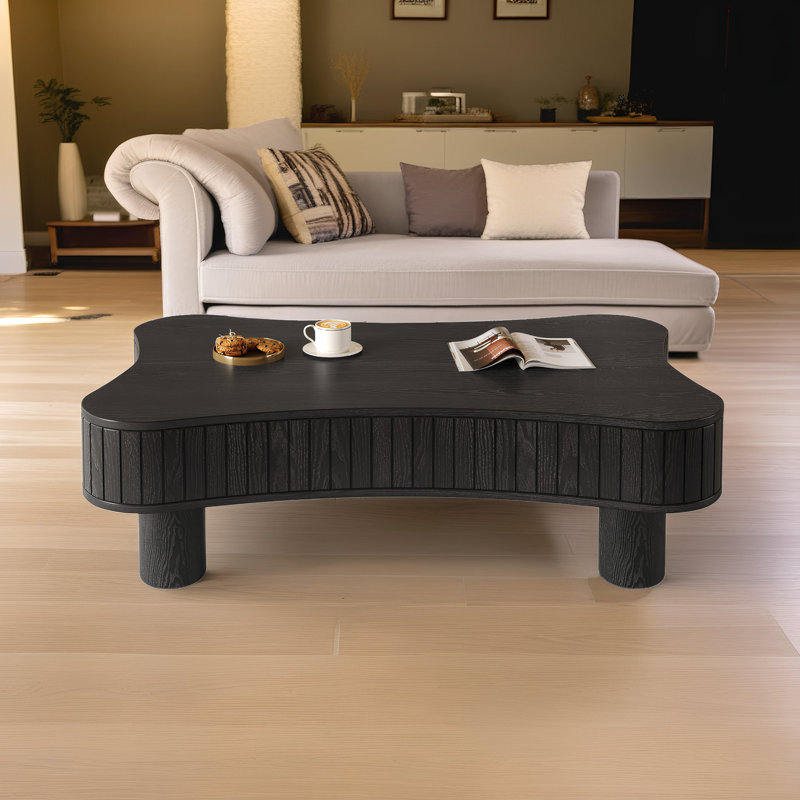 Lift Top Coffee Table For Living Room 42" - Fluted Panel Hidden Storage, Silent Hydraulic Lift, Curved Safety Corners, 5 Min Assembly (27"W X 13-18.9"H)