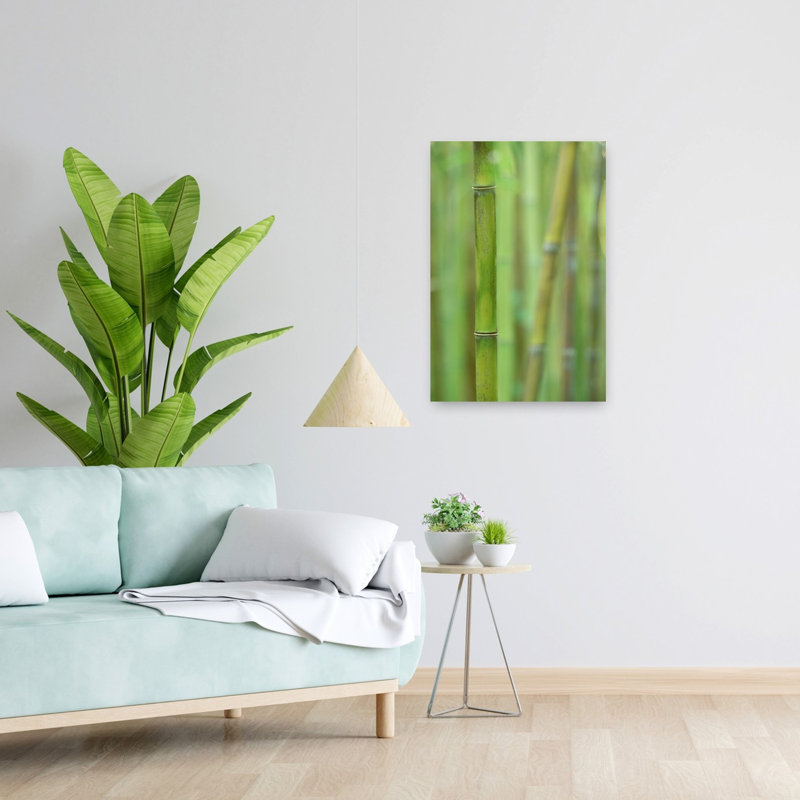 «Bamboo IV Peaceful Serene Abstract Bamboo Forest Nature Art», H 24 po x l 16 po