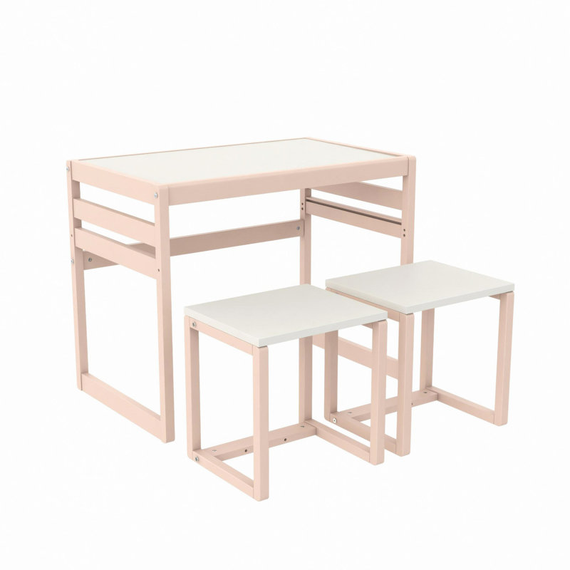 3-Piece Kids Activity Table Set, Pink;White