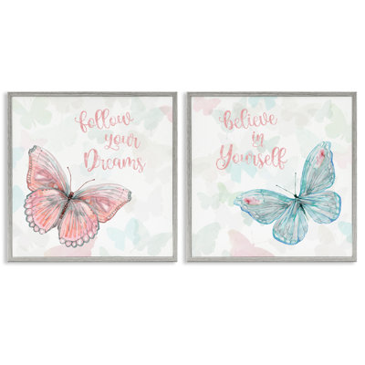 «Believe In Dreams Butterflies», ensemble de 2 giclées encadrées par Carol Robinson