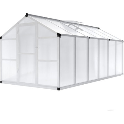 8 x 10/12FT Polycarbonate Walk-in Greenhouse with Roof Vent, Aluminum Frame Large Garden Greenhouse for Outdoors