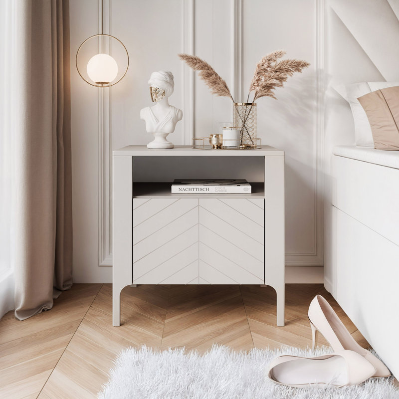 54 cm W Bedside Table, CASHMERE