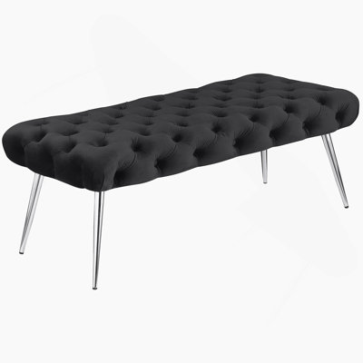 Galiano Black Upholstered Tufted Bench