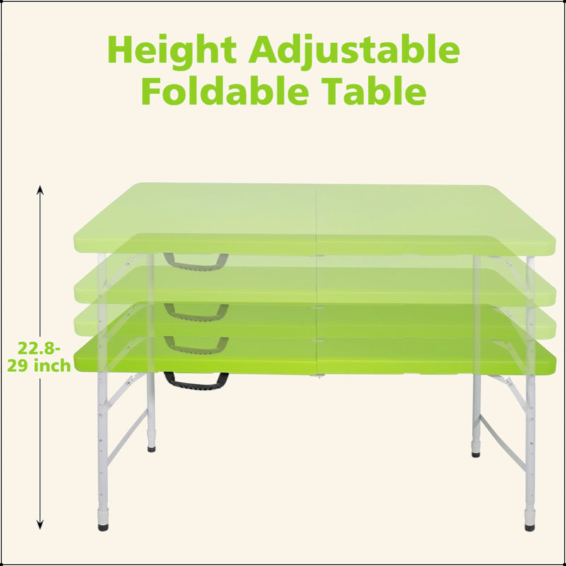 Table pliante portative verte de 4 pieds pour un maximum de 135 kg