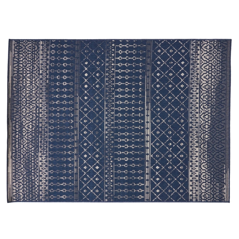 Navy Ivory Rectangle Polypropylene 5'3"x7' Rug