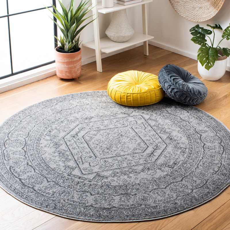 Tapis oriental gris clair / gris foncé Crowborough, Rond 8 pi