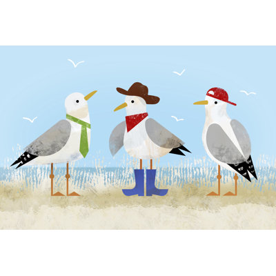 Sassy Seagull Trio II by Victoria Barnes - Wrapped Canvas Print