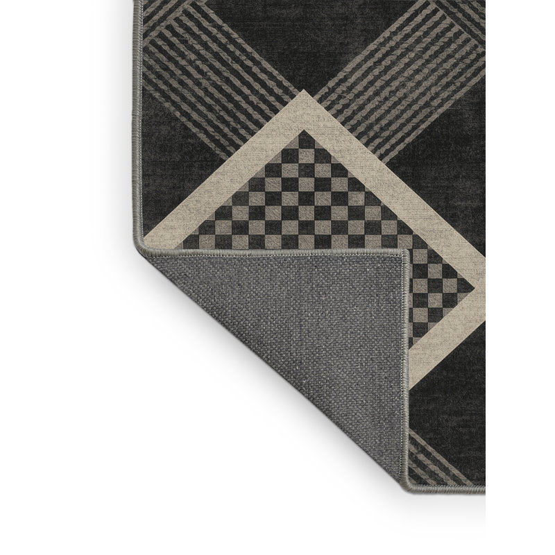 Tapis moelleux moelleux à motif art déco brun et gris Ealey, Carré 5 pi