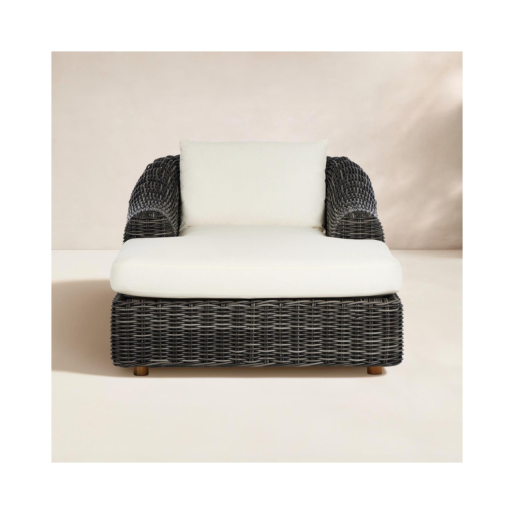Roshina 45.75'' Outdoor Teak Chaise Lounge, Chunky Charcoal