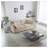 Modern Fabric Loveseat Sofa Couch For Living Room, Upholstered Large Size Deep Seat 2-Seat Sofa With 4 Pillows ,Beige Chenille-1630028868