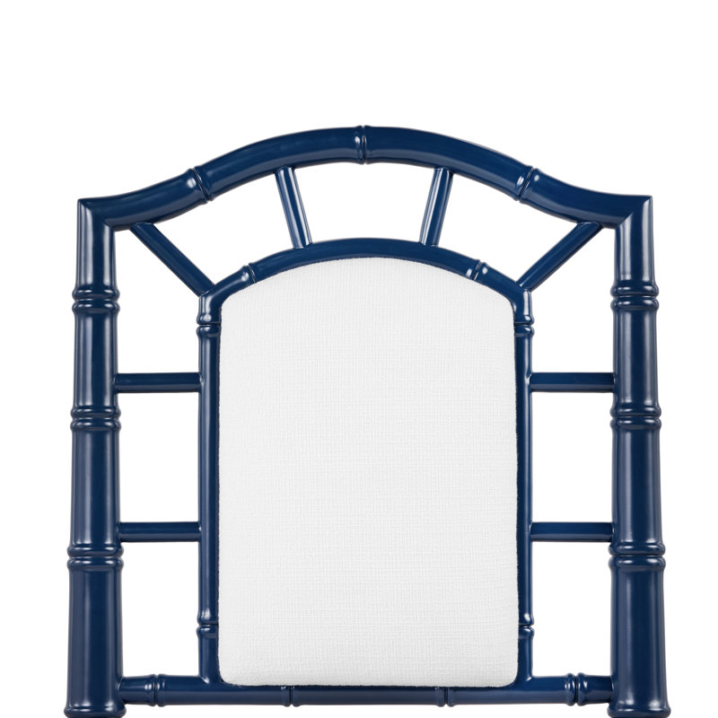 Delia Upholstered Stool with Solid Wood Frame, Midnight Blue