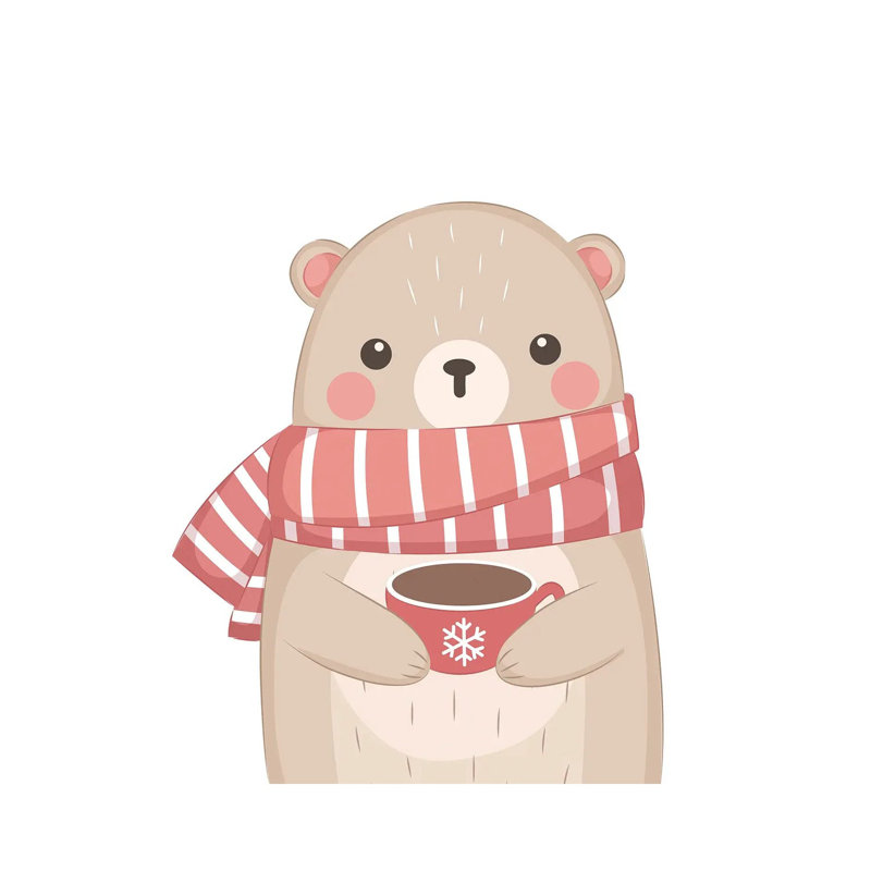 Cute Bear Illustration by Art Mirano - Wrapped Canvas Painting, 30.48cm H x 30.48cm W x 1.91cm D