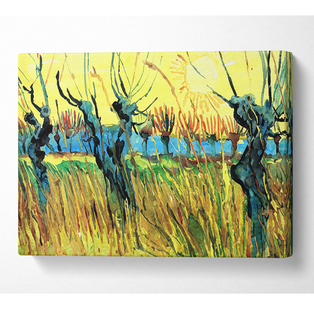 Van Gogh grasend bei Sonnenuntergang - Leinwanddrucke