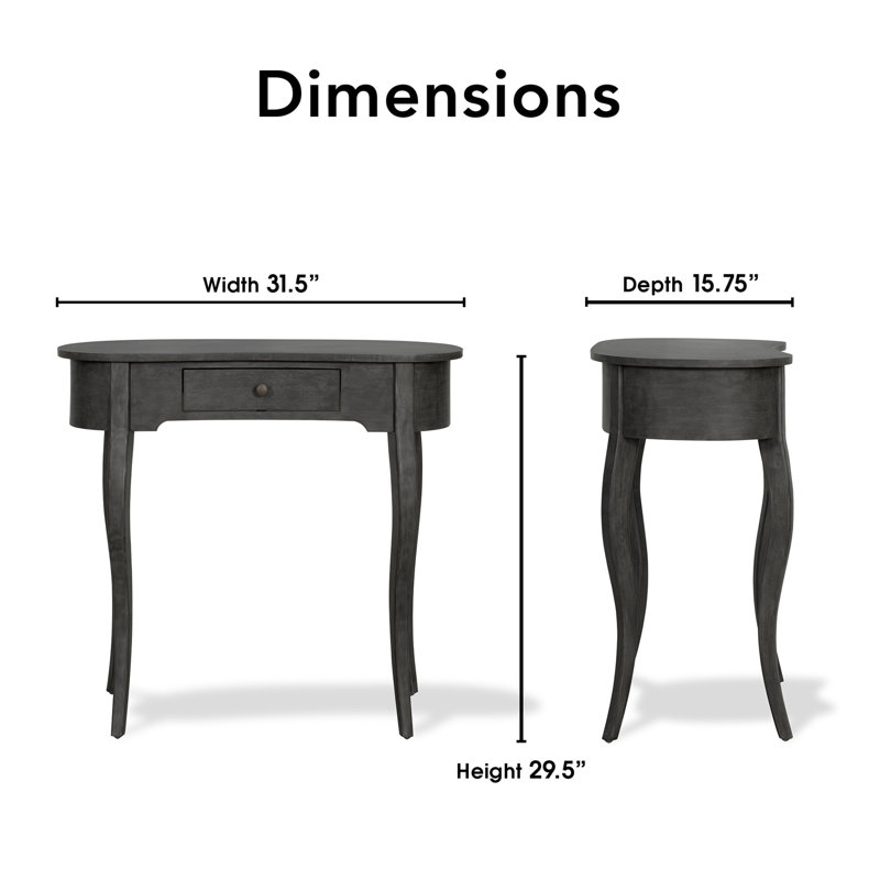 Dark Gray Wood Console Table with Storage Drawer