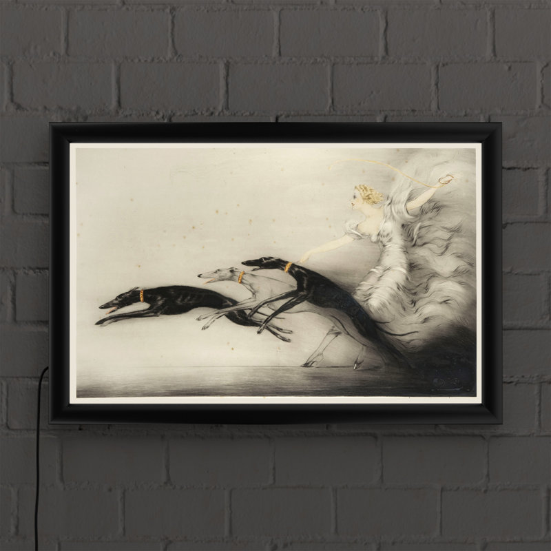 «Greyhound Art Deco Woman» par Vintage Apple Collection, reproduction d'art sur acrylique