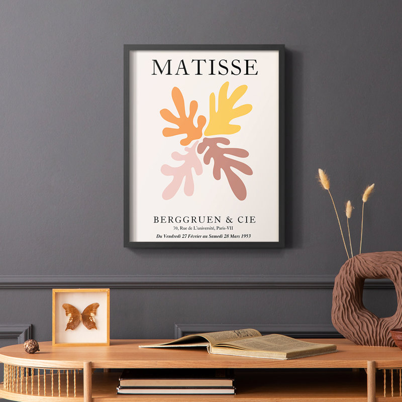 Matisse D, reproduction encadrée - bois massif, H 28 po x l 22 po, Cadre simple noir