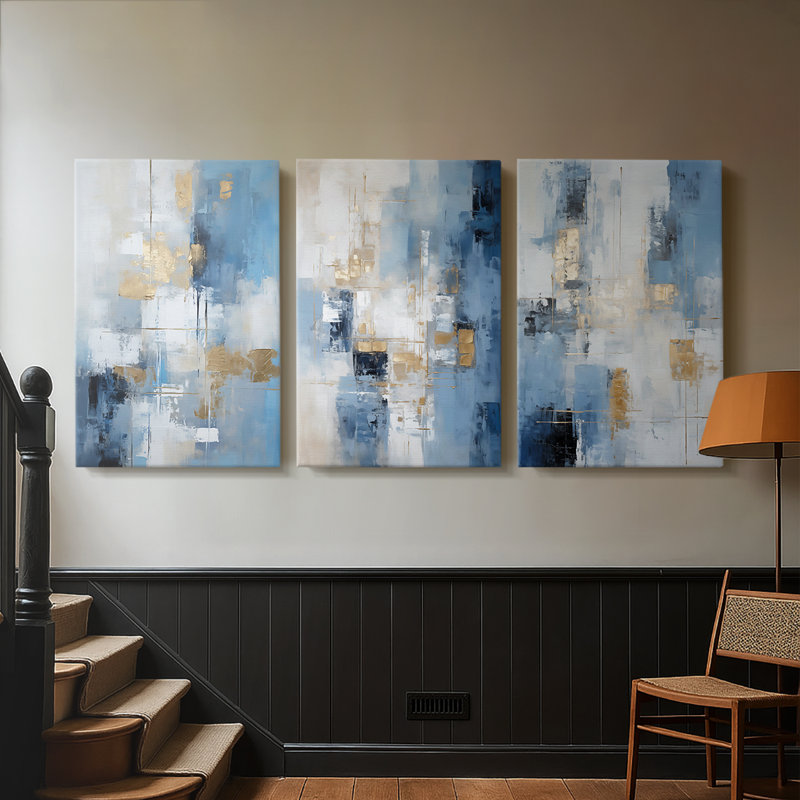 Série ABSTRACT Dxxxx - Toile tendue sur mesure - 3 pièces, H 12 po x l 24 po