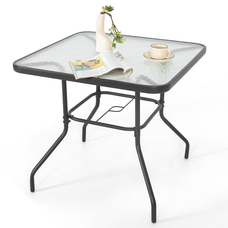 Square Iron Outdoor with Umbrella Hole Dining Table - 80 cm W 80 cm D