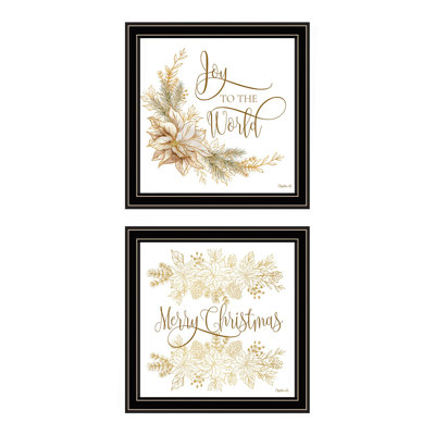 Reproduction d'art mural encadré noir et blanc 2 pièces pour le salon, la chambre à coucher Merry Christmas