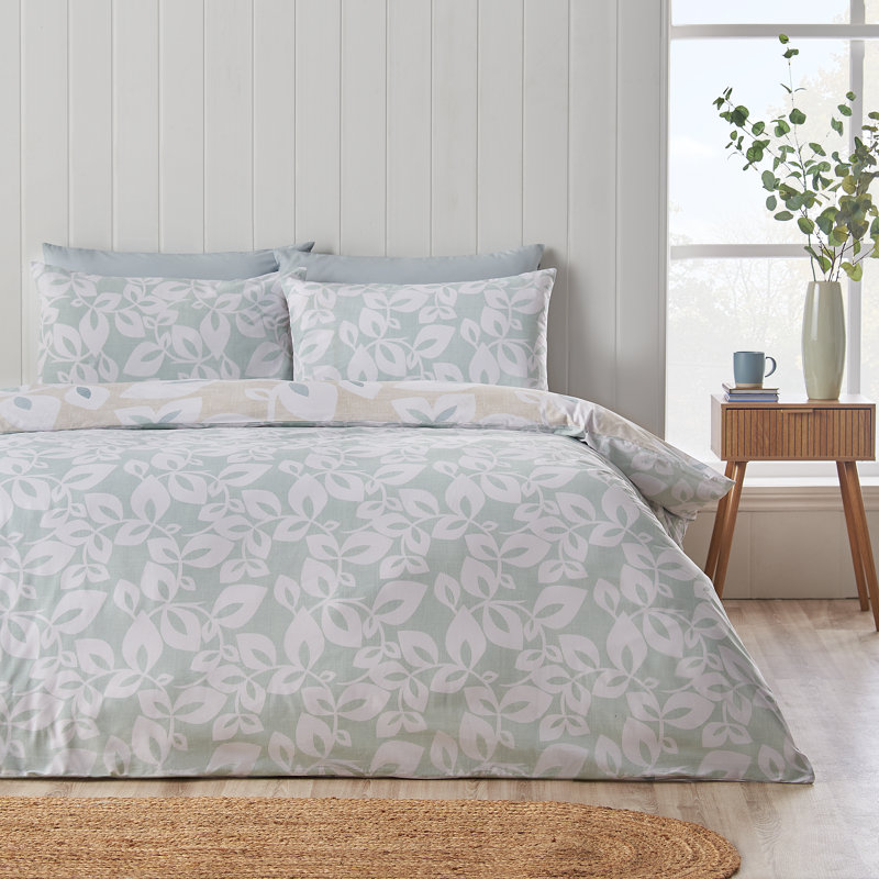 Inga Leaf Reversible Duvet Cover Set, Double
