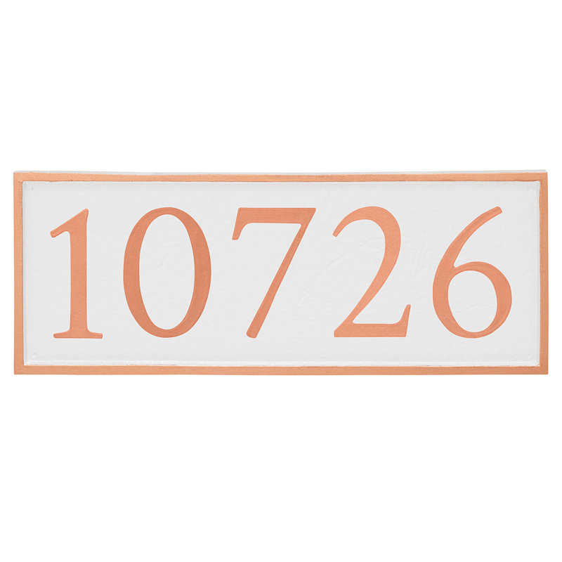 Serif 1-Line Wall Address Plaque, Copper, White, Yes