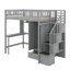 Lit mezzanine simple avec bibliothèque, tiroirs, bureau et garde-robe-339239232