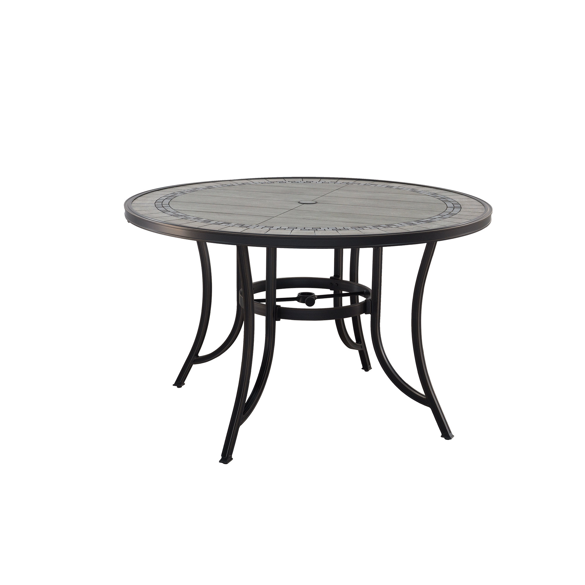 Mondawe 48 Patio Round Aluminum Tile Top Dining Table With Umbrella Hole And Reviews Wayfair