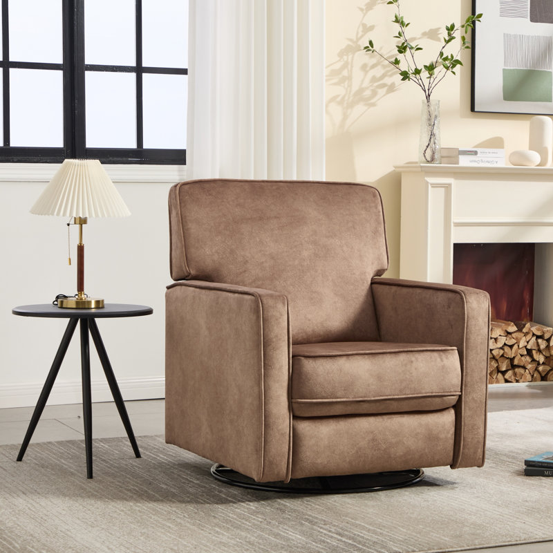 Fauteuil inclinable pivotant standard en tissu doux de 29,9 po de largeur Osmon, Velours brun