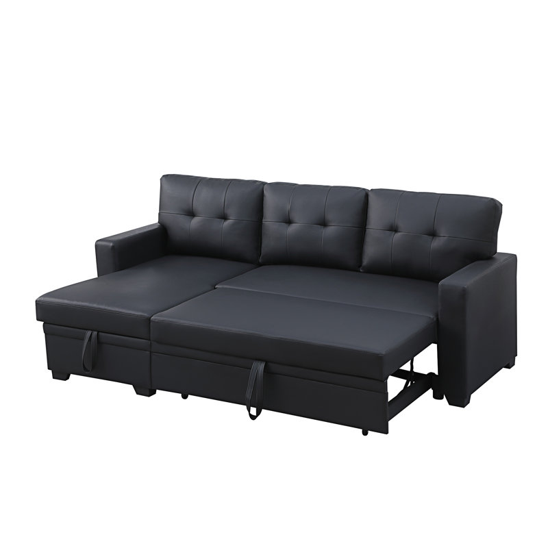 Upholstered Pull Out Sectional Sofa With Chaise