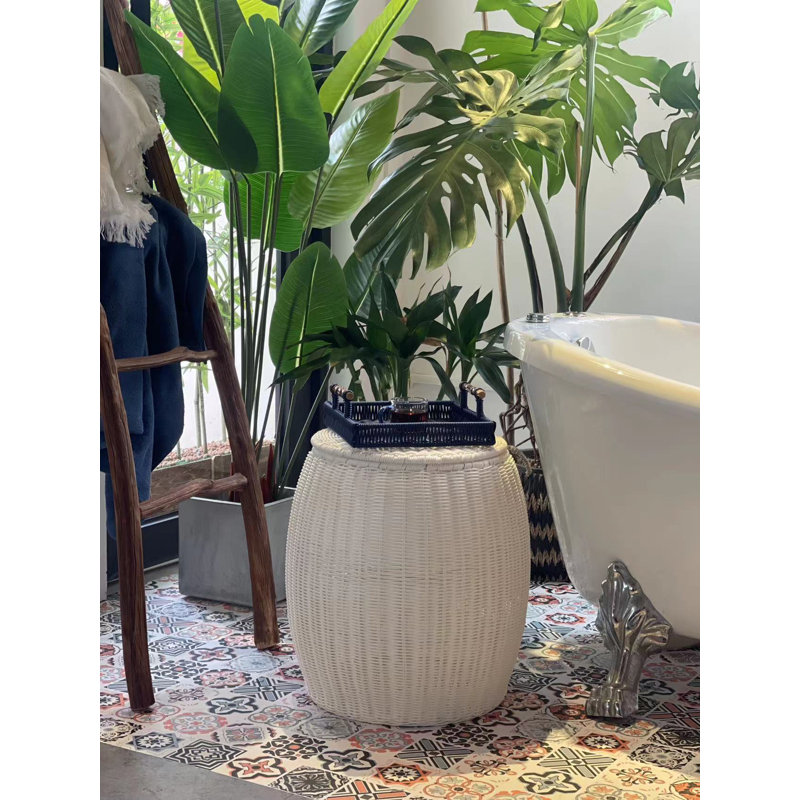 Repose-pieds avec table d'appoint Aaltinus, Blanc