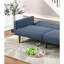 Canapé en polyfibre bleu marine avec dossier et pieds en bois - Repose-pieds élégant avec accoudoirs carrés style transitionnel-1877234922