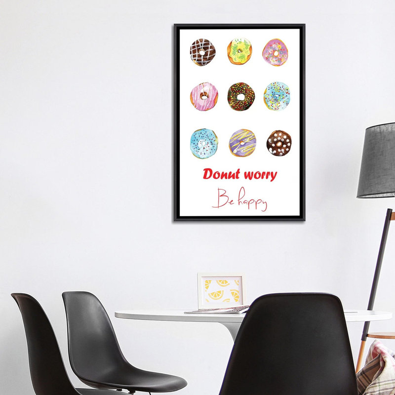 « do not inquiéter be happy »-impression sur papier, H 40 po x l 26 po x P 1,5 po, Toile avec cadre noir patiné