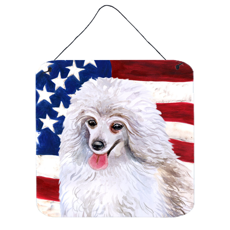 Décoration murale patriotique, Caniche moyen blanc