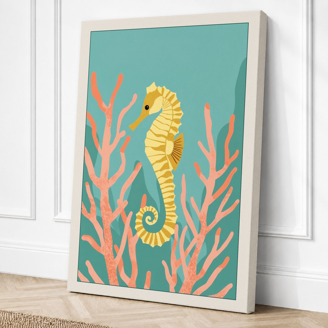 Seahorses in Coral Coastal - Wrapped Canvas