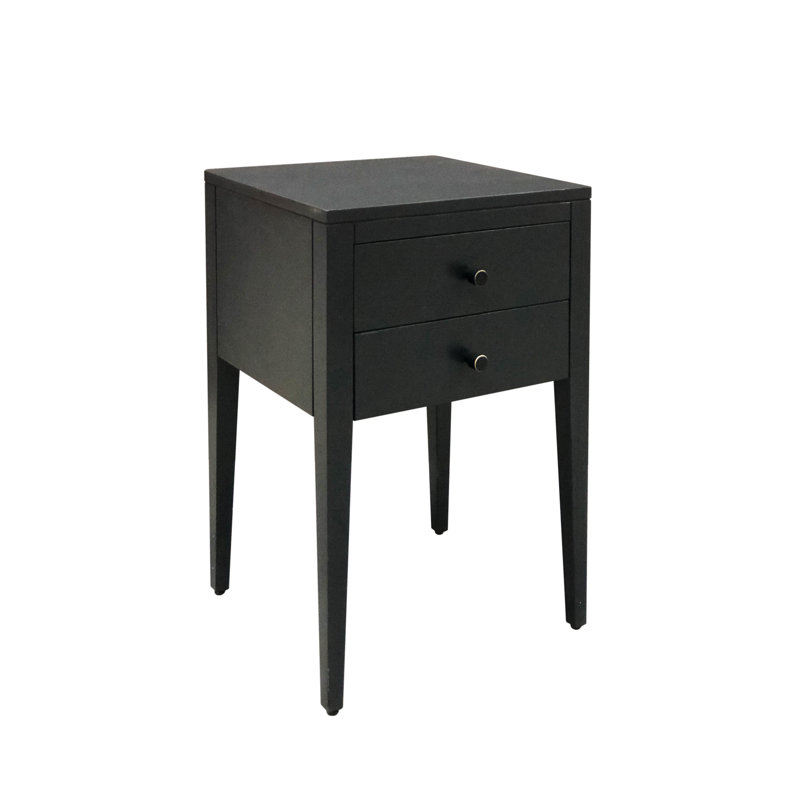 Charade 40cm W Solid + Manufactured Wood Bedside Table, Black