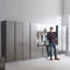Armoire de garage de la série Metallic Grey - fixation murale, fermeture en douceur, espace de rangement très profond, preuve de l'eau et de la chaleur, égratignure, panneau E0, plus épais, élégant, fermeture pratique en bois, qualité 2X