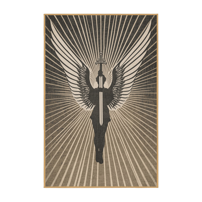Tapis luxueux lavable à la machine Fillmore Angelic Warrior Sword, 7 x 9