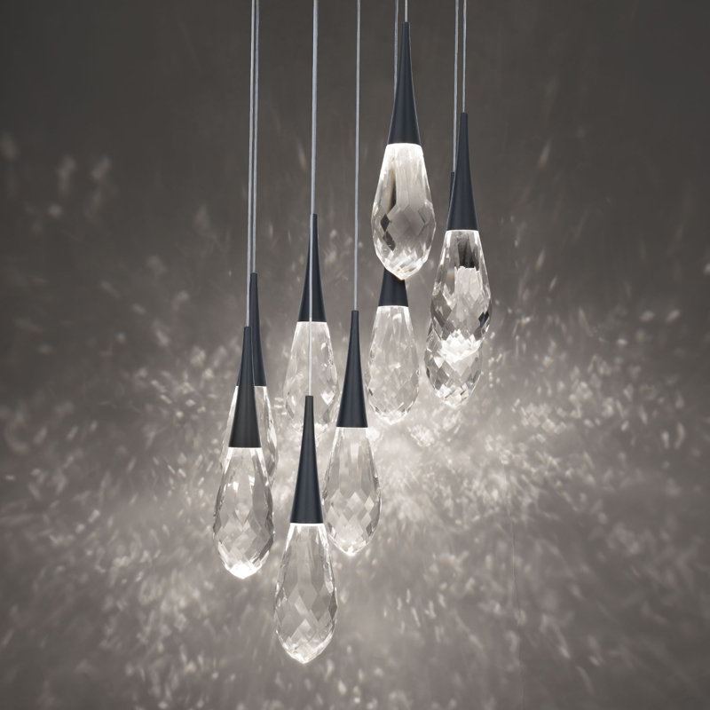 Hibiscus 9 - Light LED Pendant, Black