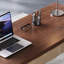 Bureau brun clair + or rectangulaire + bois manufacturé + acier inoxydable avec 2 tiroirs-119961338-119961332