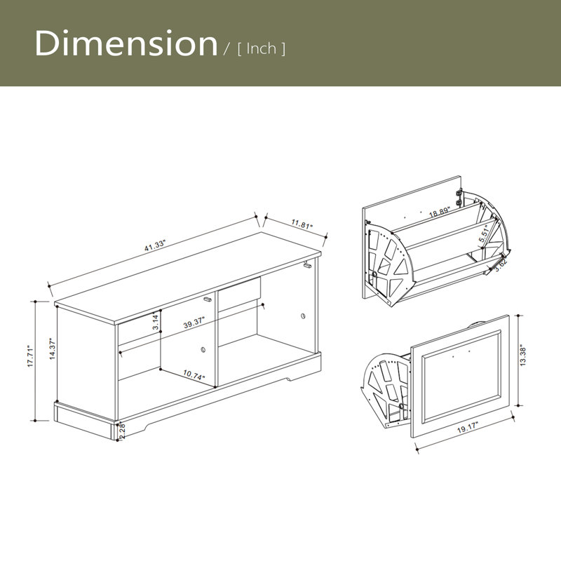 Banc de rangement pour chaussures avec 2 tiroirs rabattables et tablette réglable pour le vestibule, le couloir et la chambre à coucher