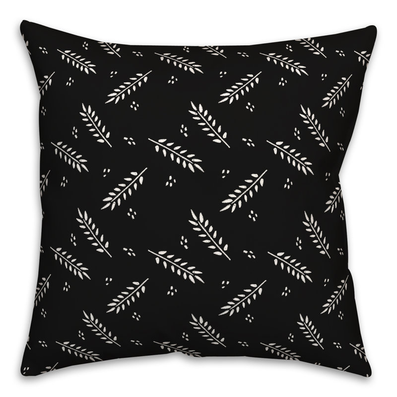  Coussin décoratif floral intérieur / extérieur en polyester, H 18 po x l 18 po, Noir, noir, noir, noir