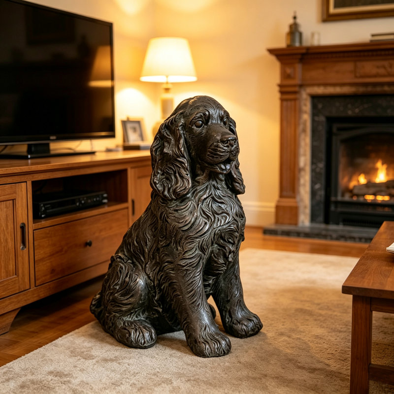 18'' Antique Finish Cocker Spaniel Dog Statue